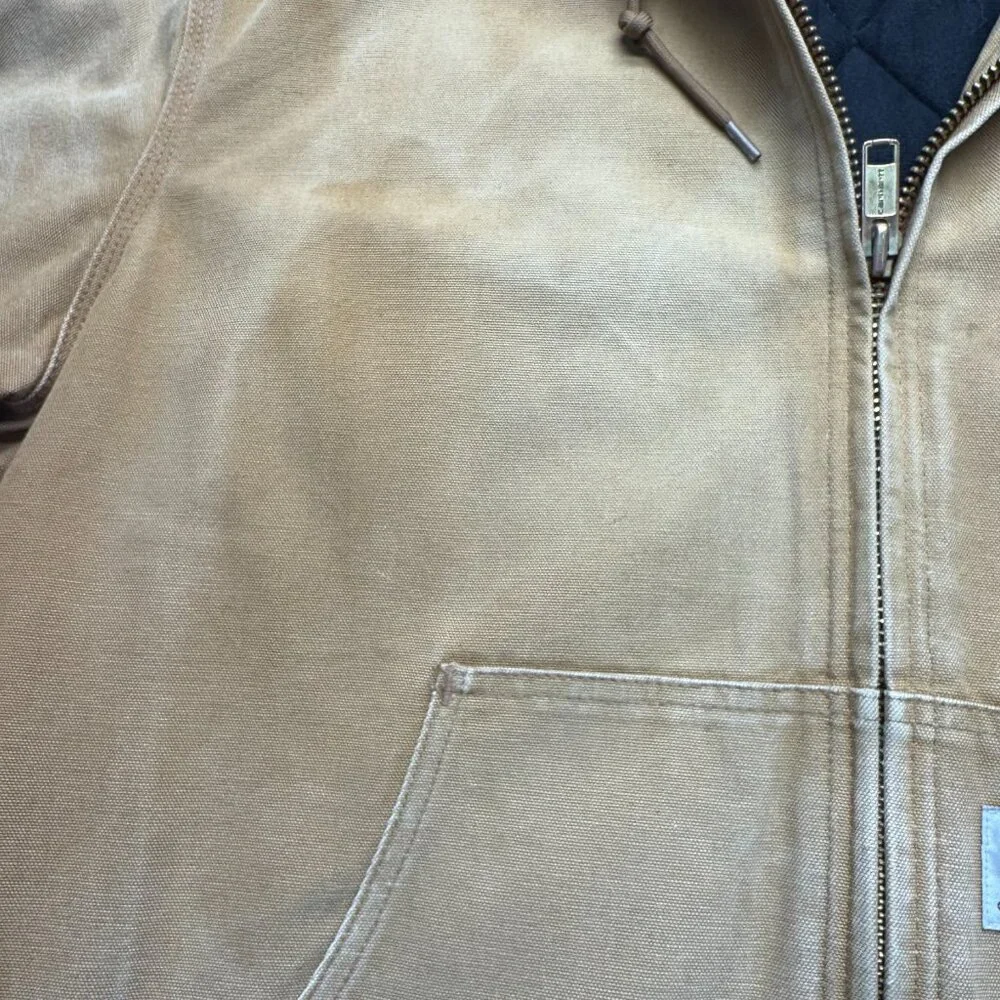 Vintage Carhartt J131 BRN Hooded Duck Jacket Sz XL USA Made Union Quilted Lined - Picture 4 of 15